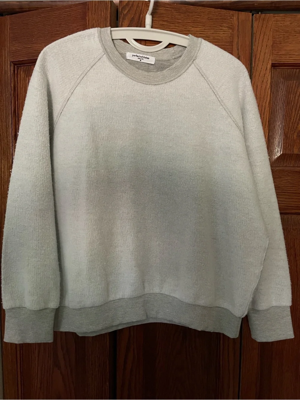 Perfectwhitetee reverse fleece shrunken sweatshirt- Heather gray - Picture 1 of 4